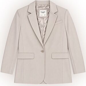 Abercrombie & Fitch Women's Beige Relaxed Fit Single-Button Blazer- Size Medium